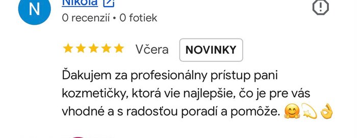 Recenzia klientky Nikola